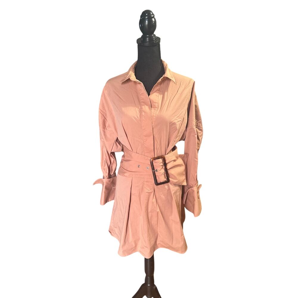 C/MEO COLLECTIVE Oversized Belted Dress – Statement Artwork, Size S